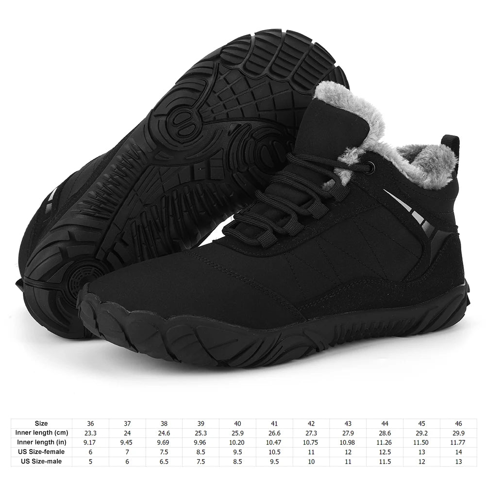 Winter Barefoot Snow Boots For Men Non Slip Trekking Shoes