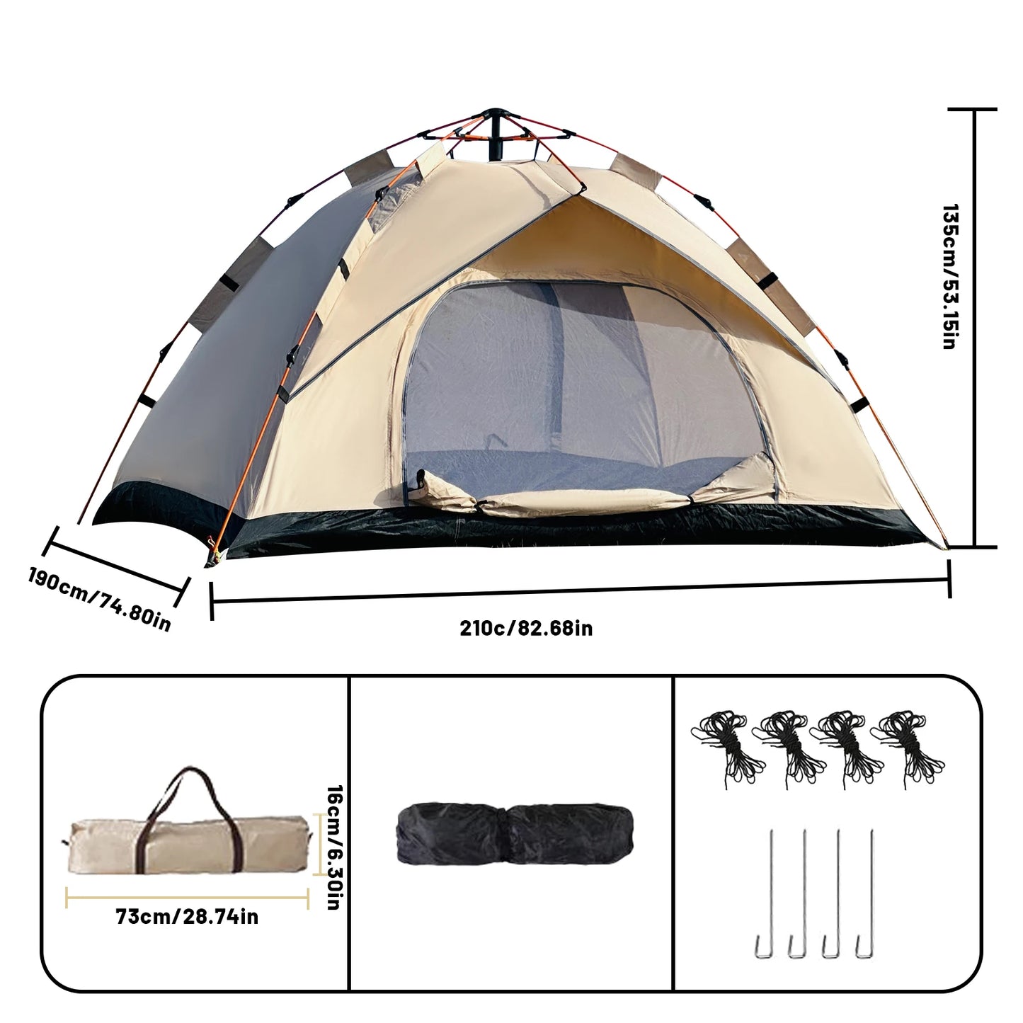 Pakicetus Windproof Camping Tent For Family Travel