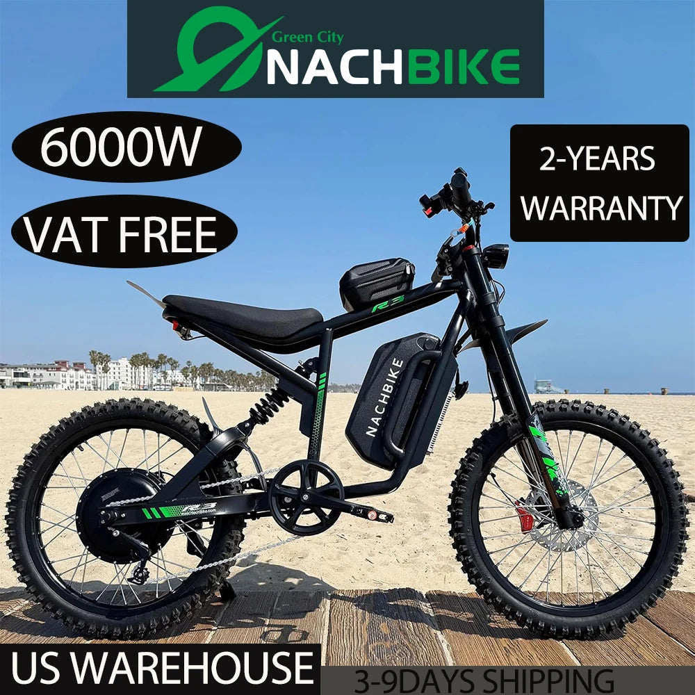 Electric Dirt Bike 6000W With 60V 25Ah Battery Full Suspension