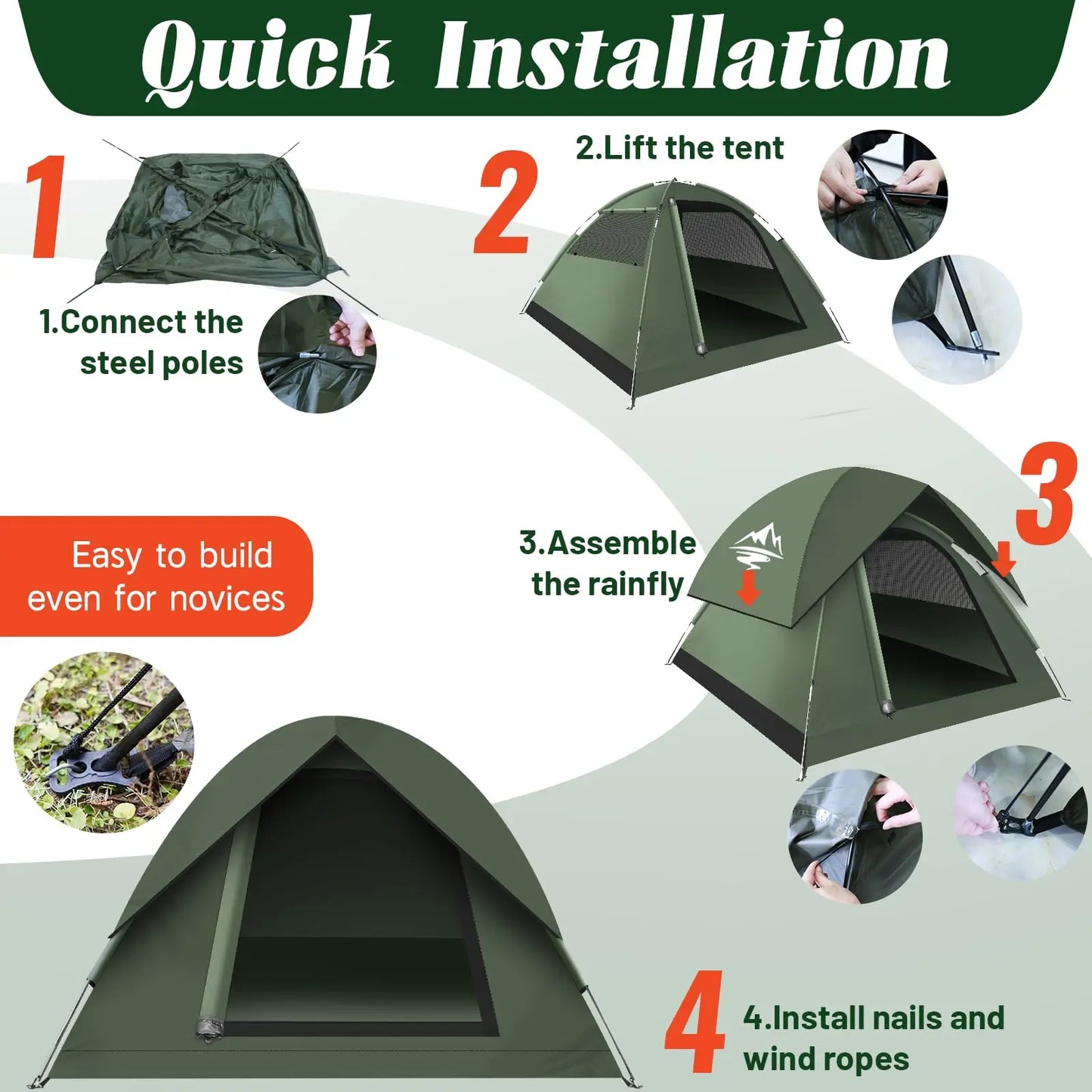 Four Season Camping Tent Waterproof Windproof Easy Setup