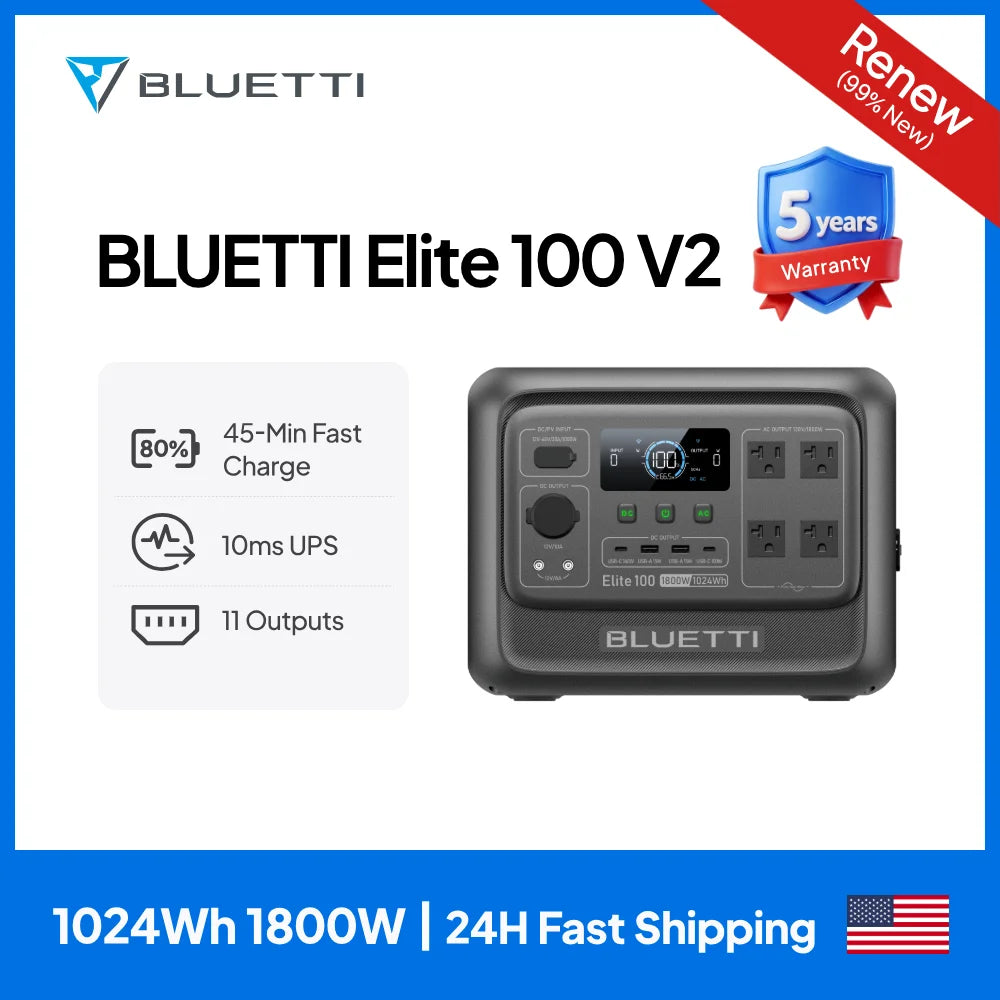 BLUETTI Elite 100 V2 Portable Solar Generator 1800W
