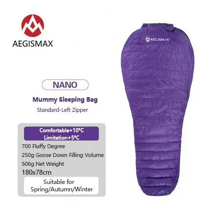 AEGISMAX Goose Down Sleeping Bag 700FP Ultralight Envelope Style