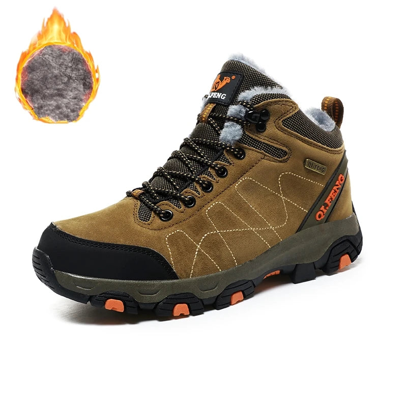 QIFENGCN Hiking Boots Mens Winter Warm Faux Fur Ankle Boots