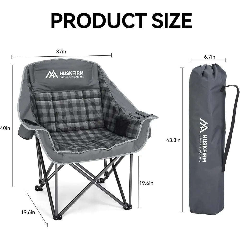 Oversized Padded Camping Chair With Cup Holder And 450Lb Capacity