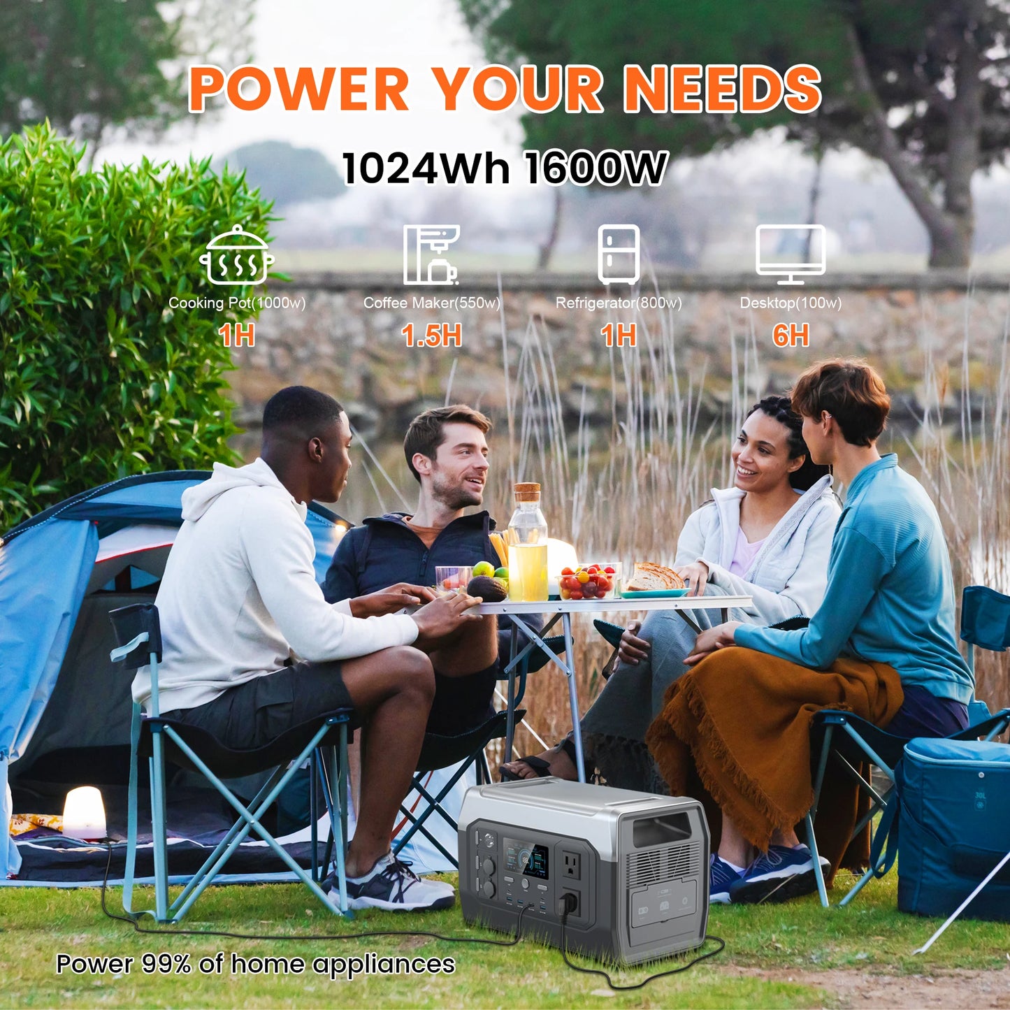 CTOLITY XP1000 1800W Portable Solar Generator With 1024Wh LiFePO4 Battery