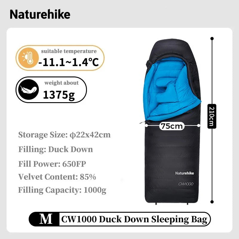 Naturehike CW700 Ultralight Winter Duck Down Sleeping Bag 650FP Waterproof