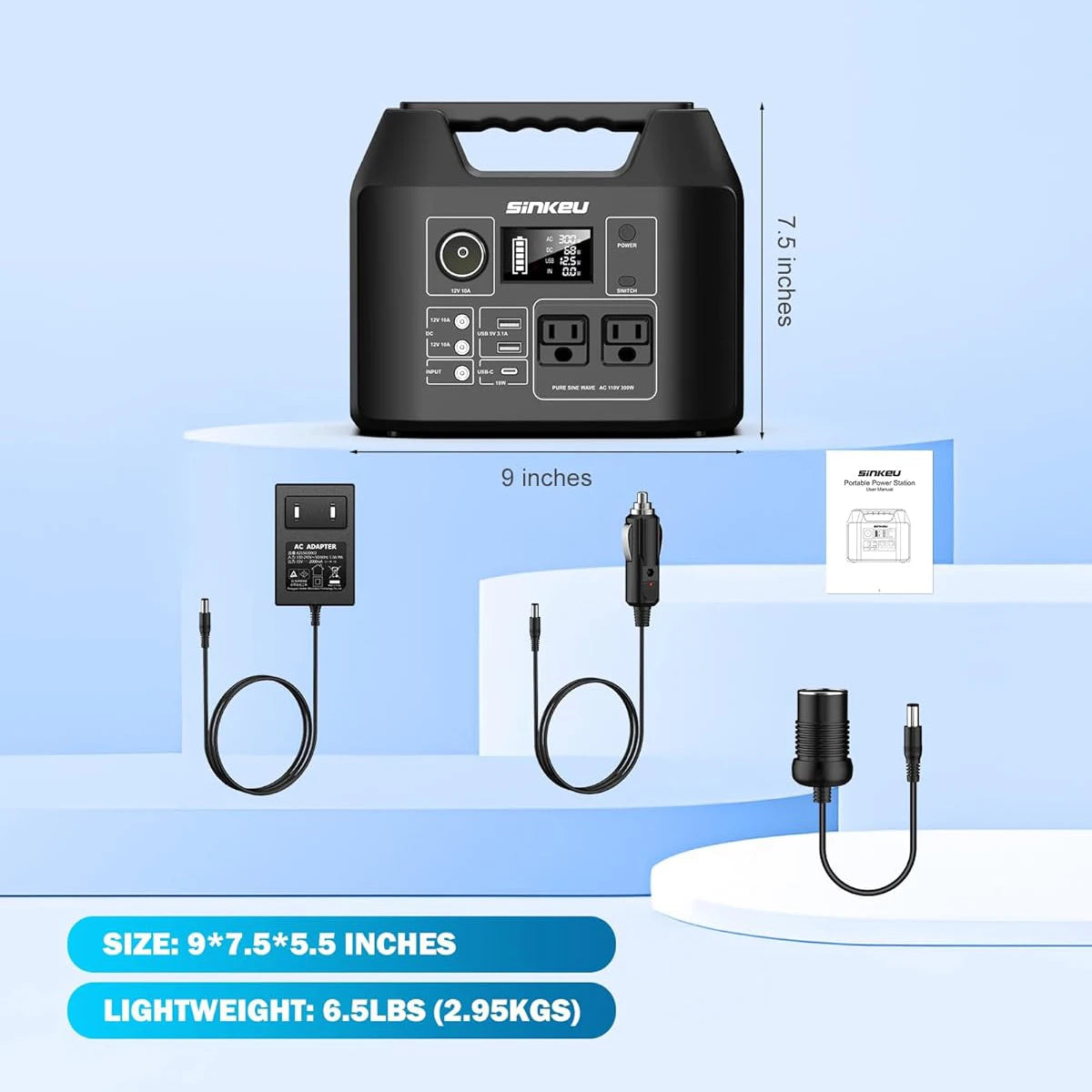 SinKeu Portable Power Station 300W Solar Generator LiFePO4 RV