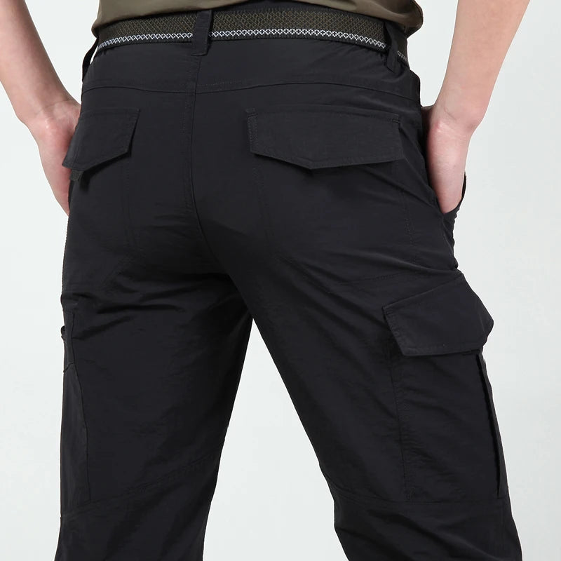 NONECN Mens Summer Tactical Cargo Pants Lightweight Waterproof Outdoor Hiking