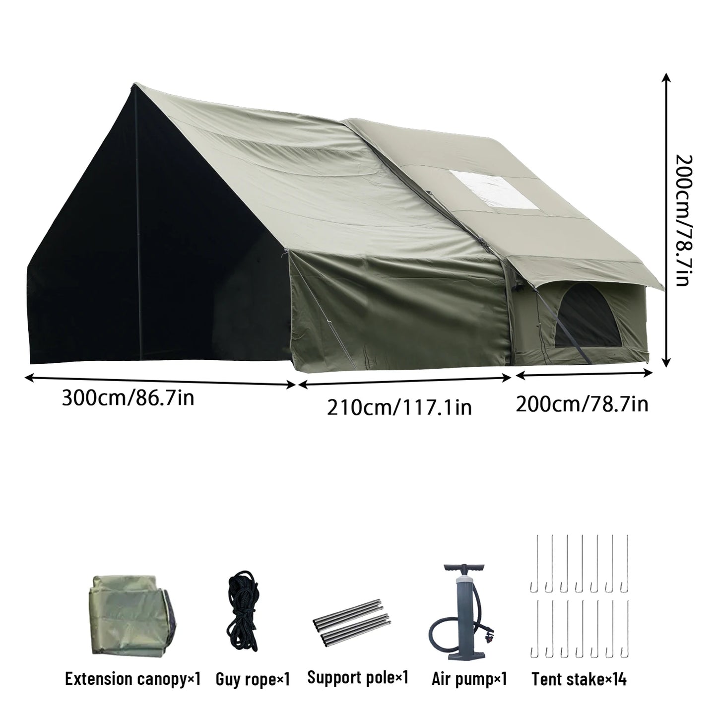 Pakicetus Inflatable Tent With Skylight Quick Setup For Families