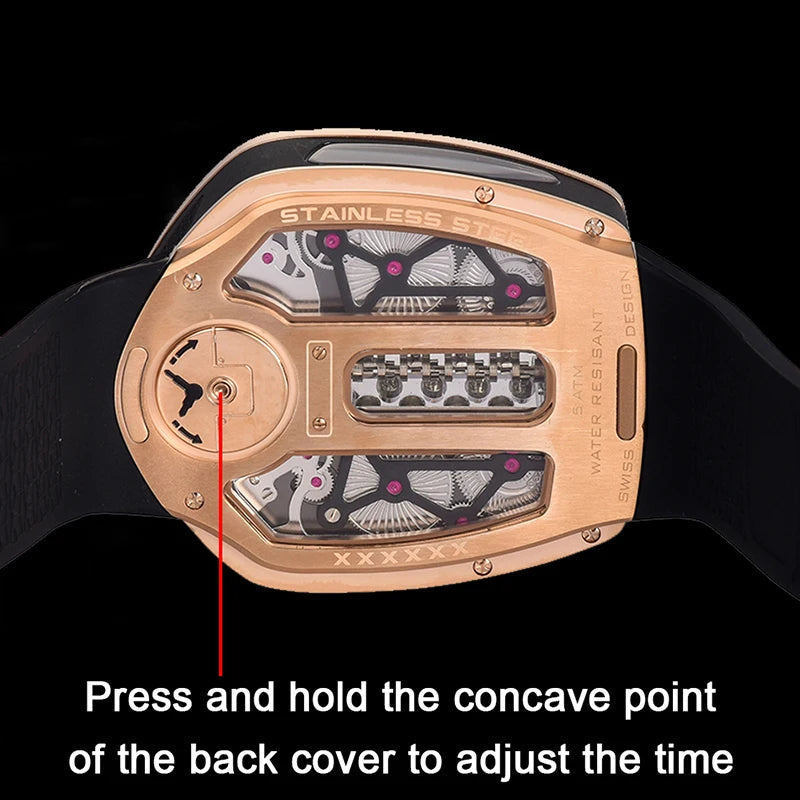 PINDU Men Quartz Watch Silicone Strap Compass Waterproof