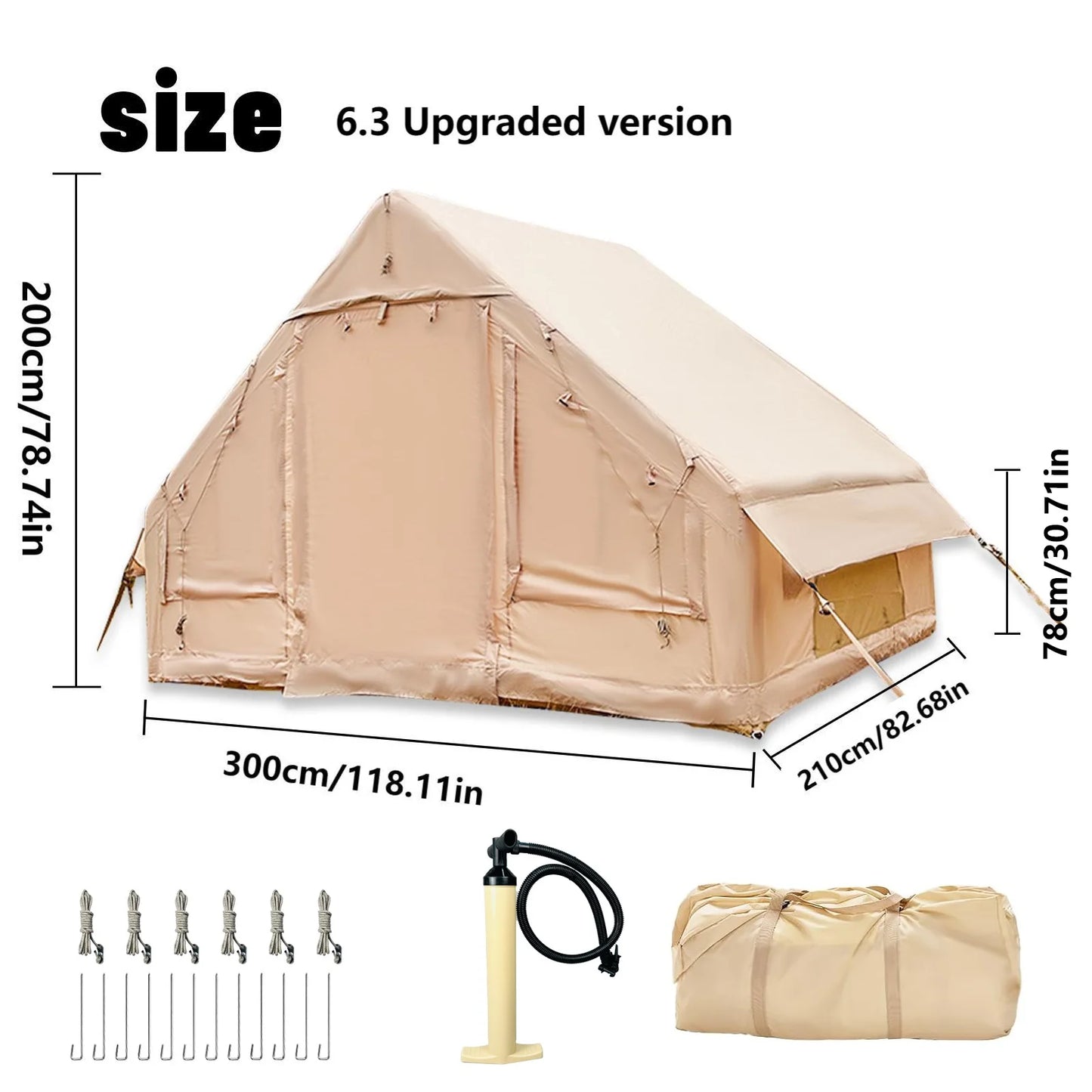 Pakicetus Inflatable Tent With Skylight Quick Setup For Six