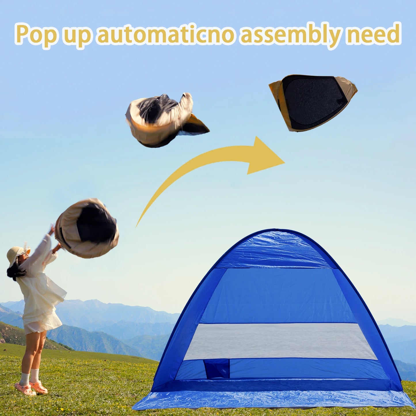 Pakicetus Pop Up Beach Tent With Handbag, Compact Folding Design