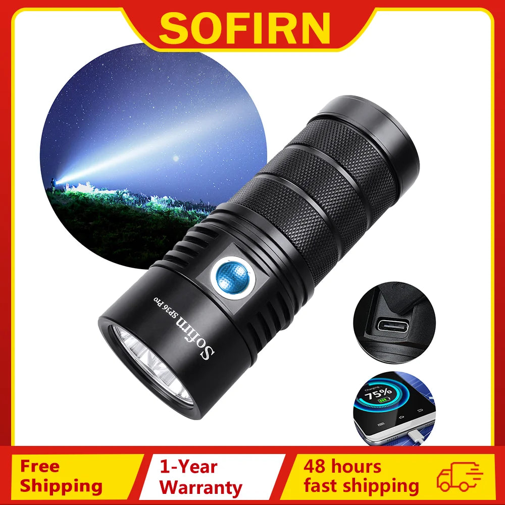 Sofirn SP36 Pro 8000lm SST40 USB C Rechargeable LED Flashlight