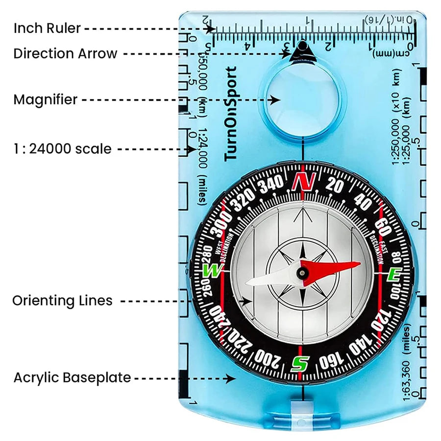 Professional Waterproof Camping Compass For Outdoor Navigation Map Reading