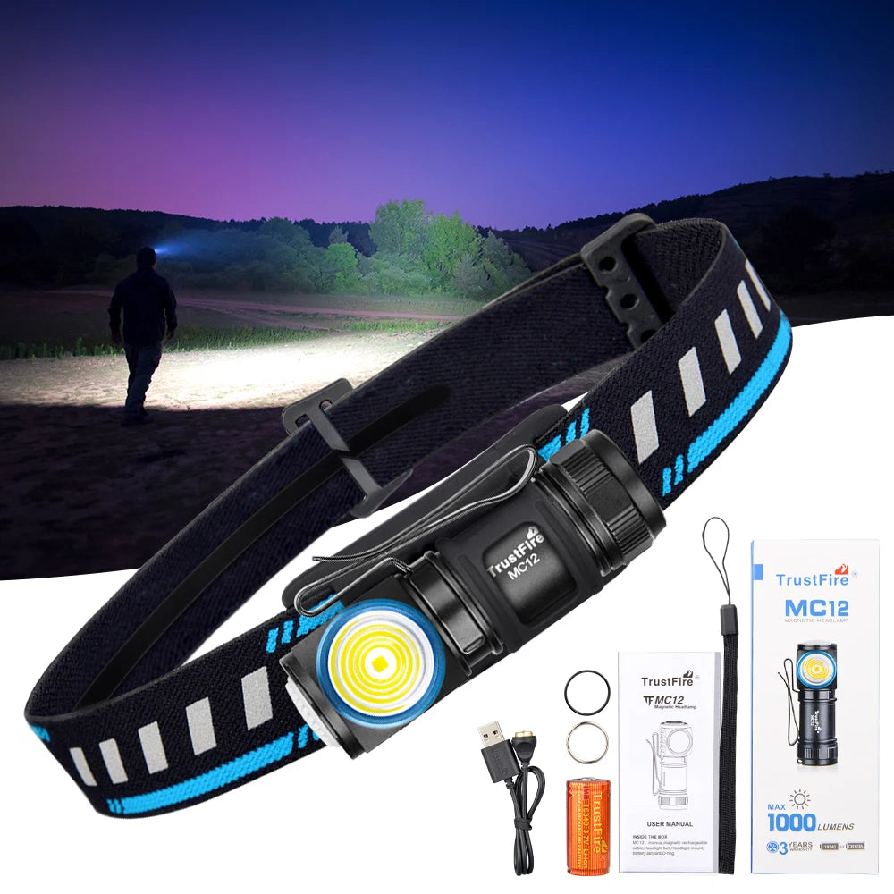 TrustFire MC12 LED Headlamp 1000 Lumen Rechargeable XP-L HI