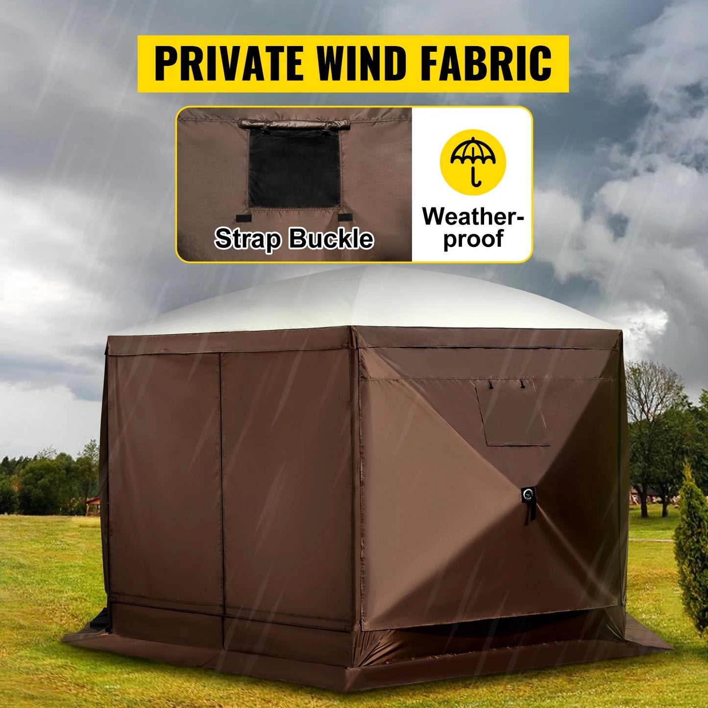 SucceBuy Pop Up Camping Gazebo Shelter 6 Sides Canopy