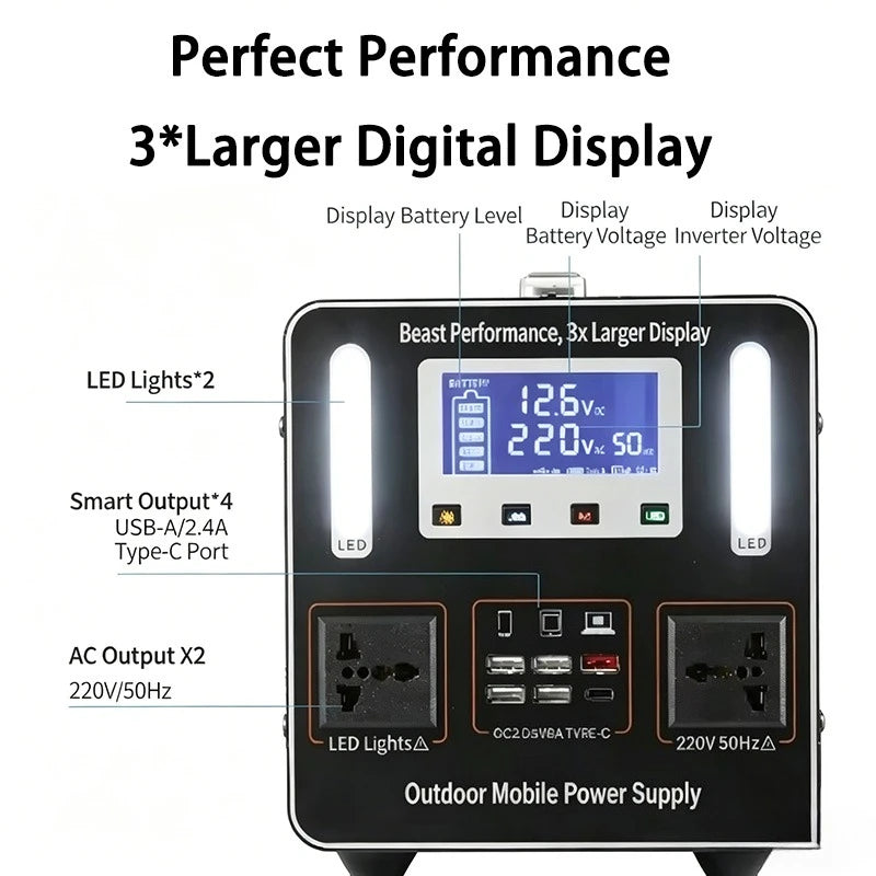 Taepiaai LiFePO4 Portable Solar Power Station 220V 1000W 86Ah