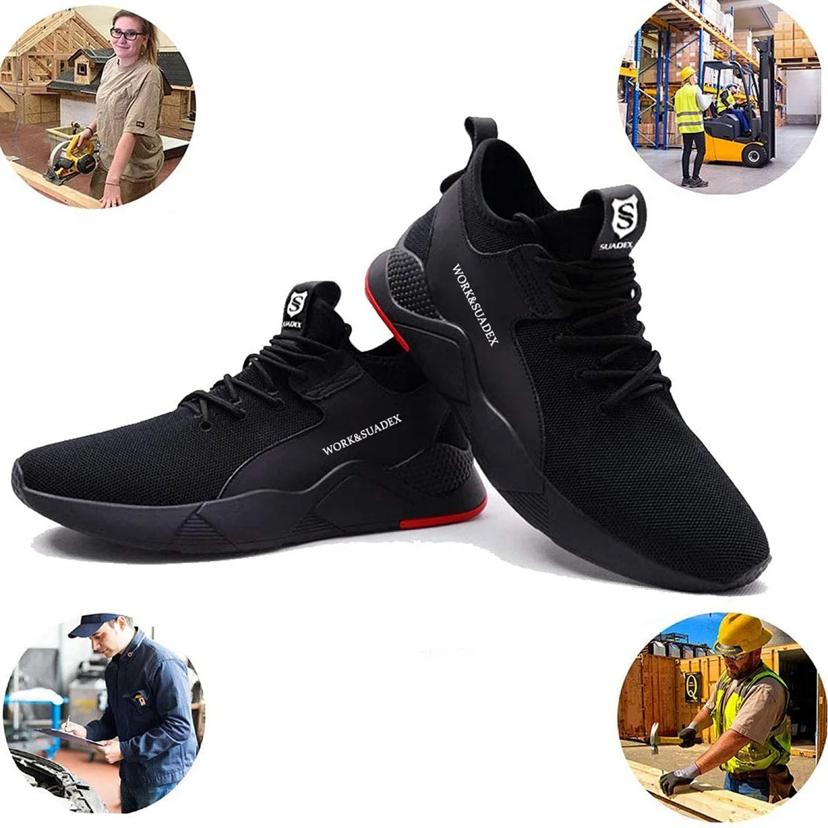 SUADEX Men Work Safety Shoes Steel Toe Cap Anti Smashing