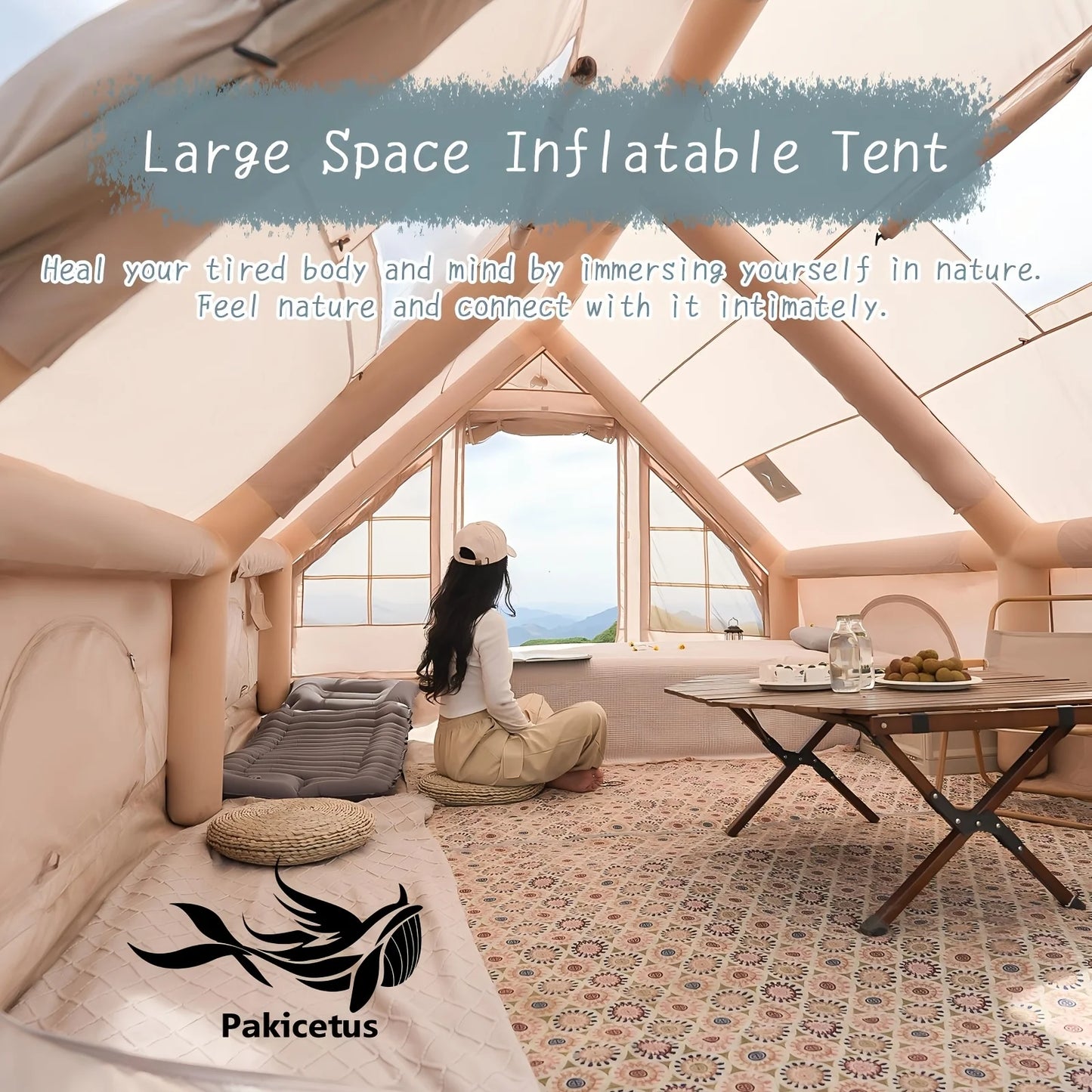 Pakicetus Inflatable Camping Tent With Skylight Two Bedroom