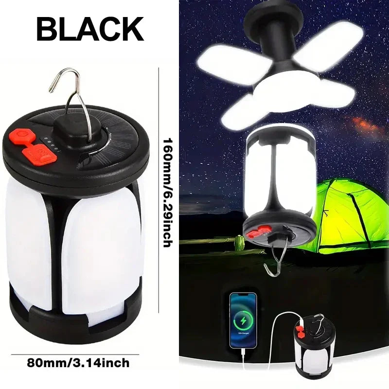NEWBIRTH Solar Rechargeable LED Camping Lamp Foldable Tent Light