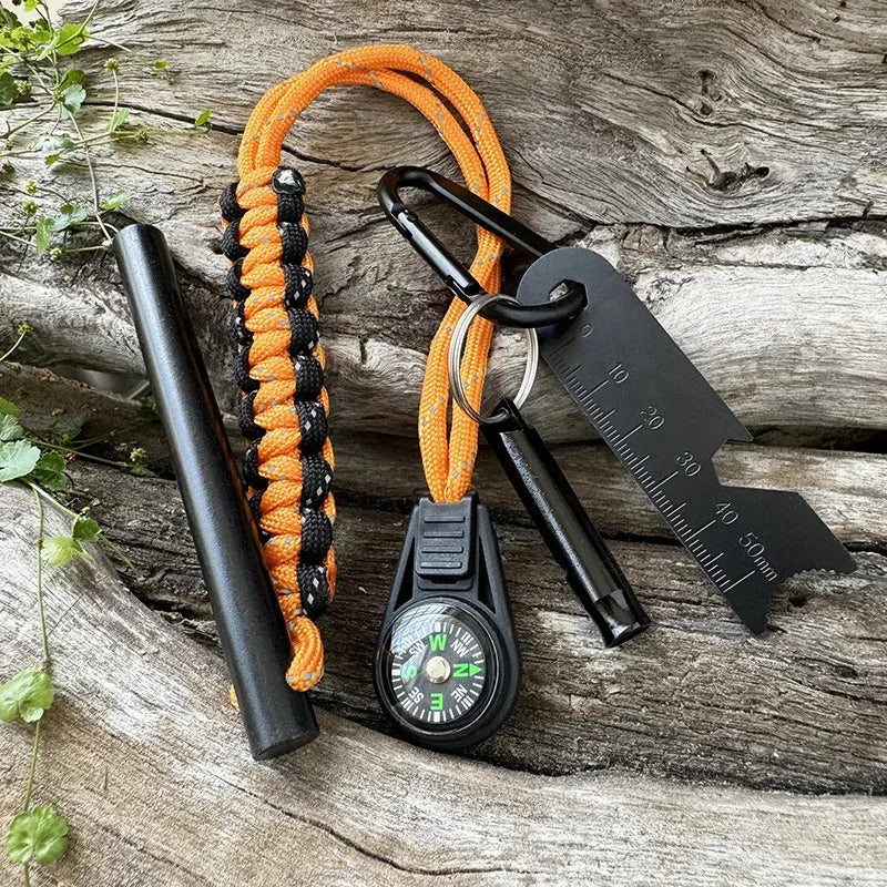 ShineTrip Survival Fire Starter Magnesium Flint Rod Kit Compass
