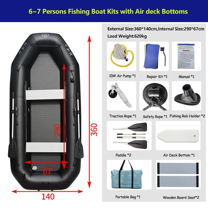 IHOMEINF Foldable Inflatable Boat Raft for Adults Dinghy TearResistant
