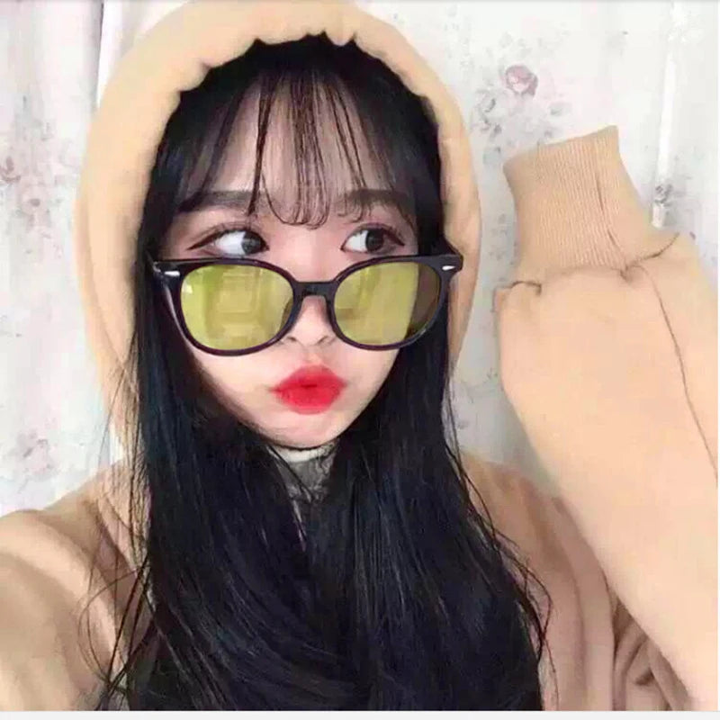 Unisex Square Night Vision Driving Glasses Windproof Anti Glare