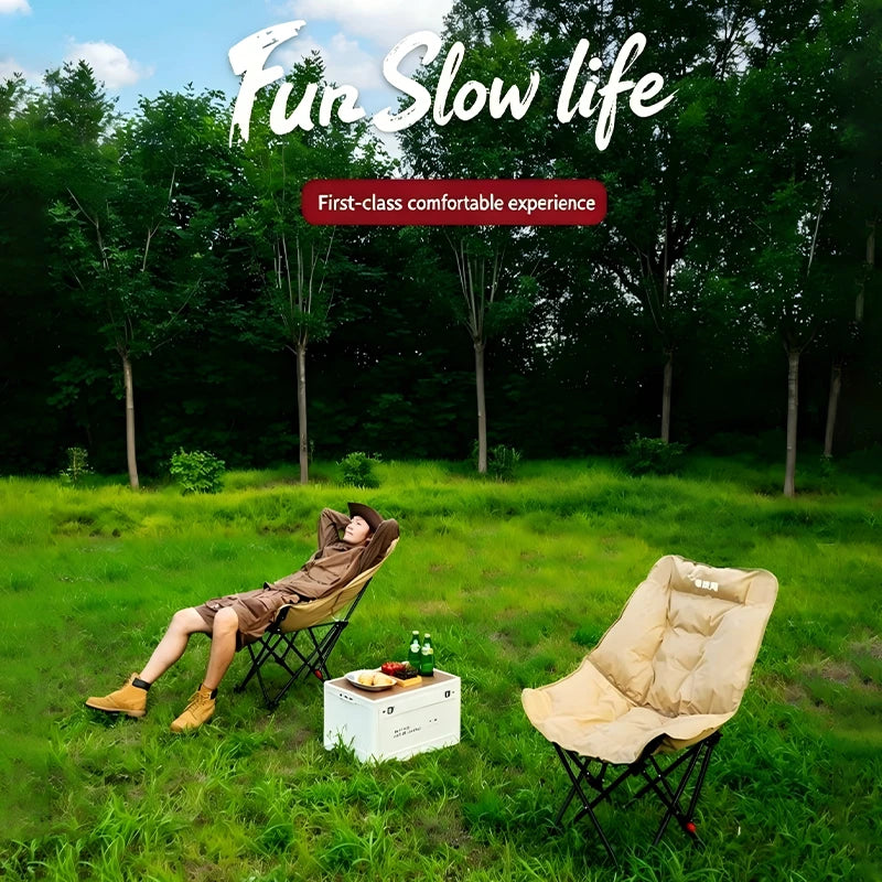 Moon Chair Portable Camping Chair With Cotton Padded Backrest