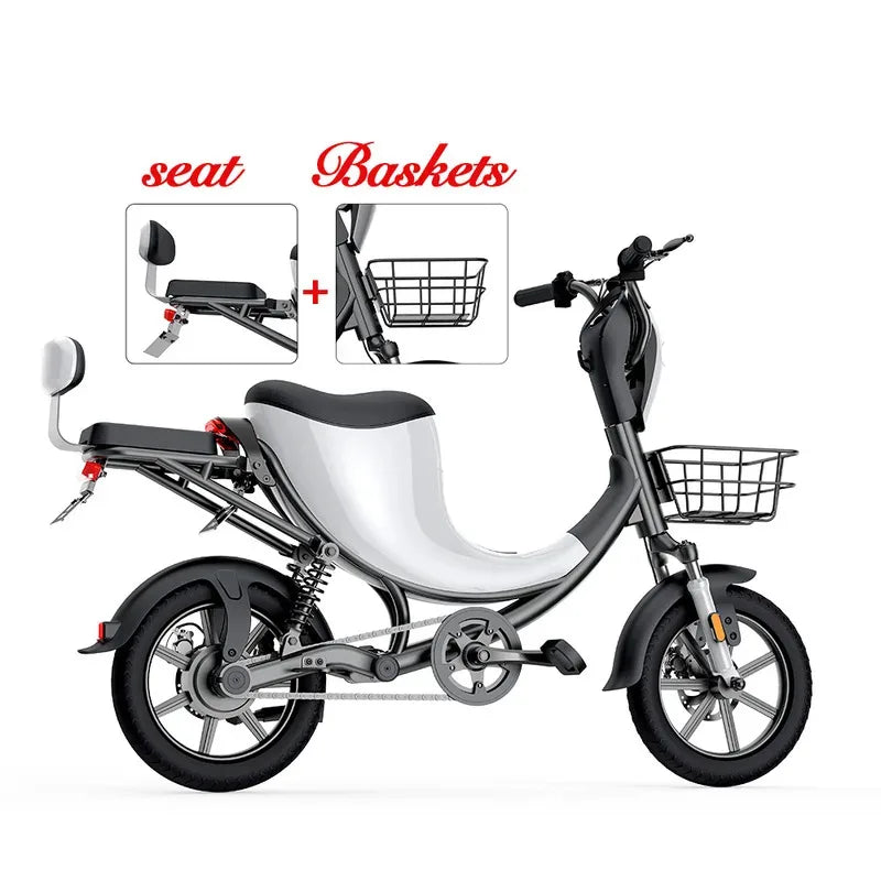 48V 12.6Ah Shock Absorbing Electric Bicycle 400W Brushless Motor