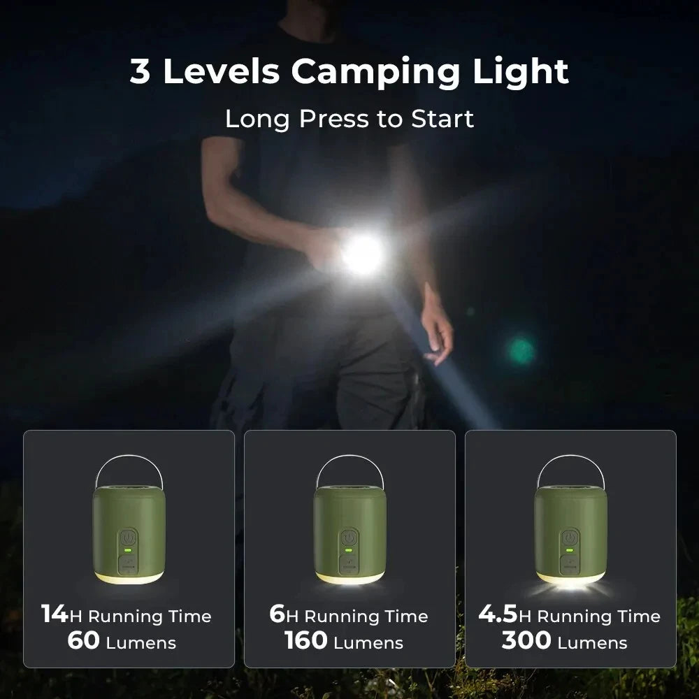 WESTTUNE Tiny Air Pump With Camping Lantern For Inflatable Mattress