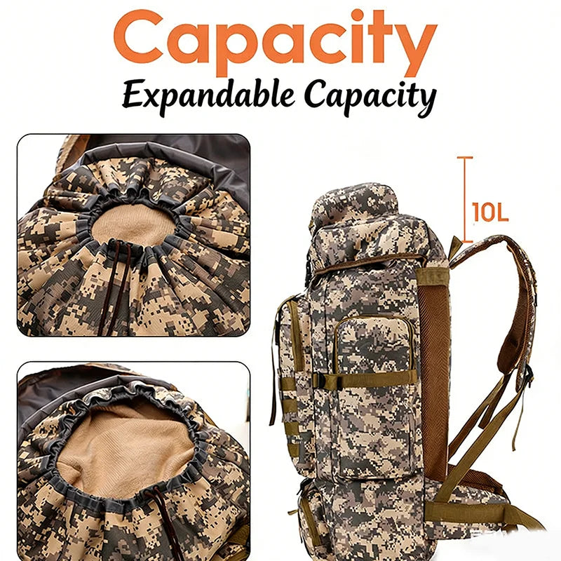 NONECN Tactical Backpack Large Capacity For Hiking Travel Waterproof