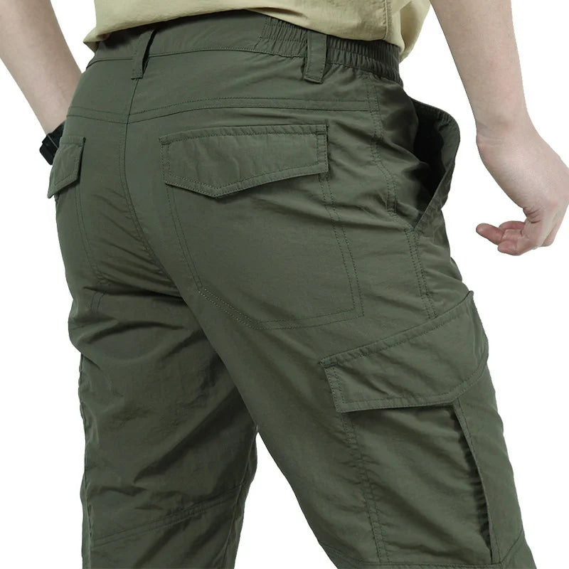 NONECN Mens Summer Tactical Cargo Pants Lightweight Waterproof Outdoor Hiking