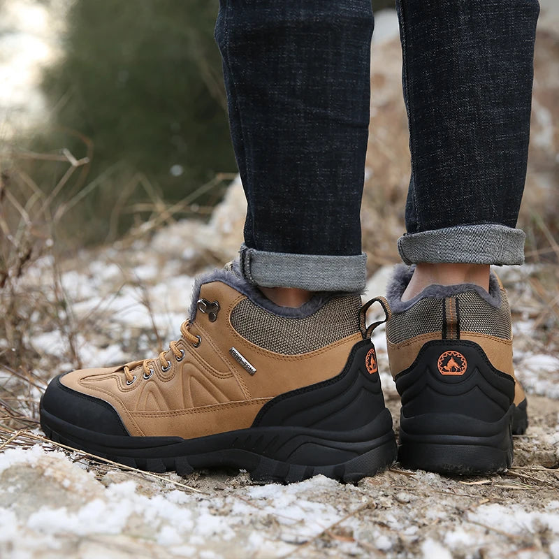 Brand Winter Waterproof Leather Snow Boots For Men