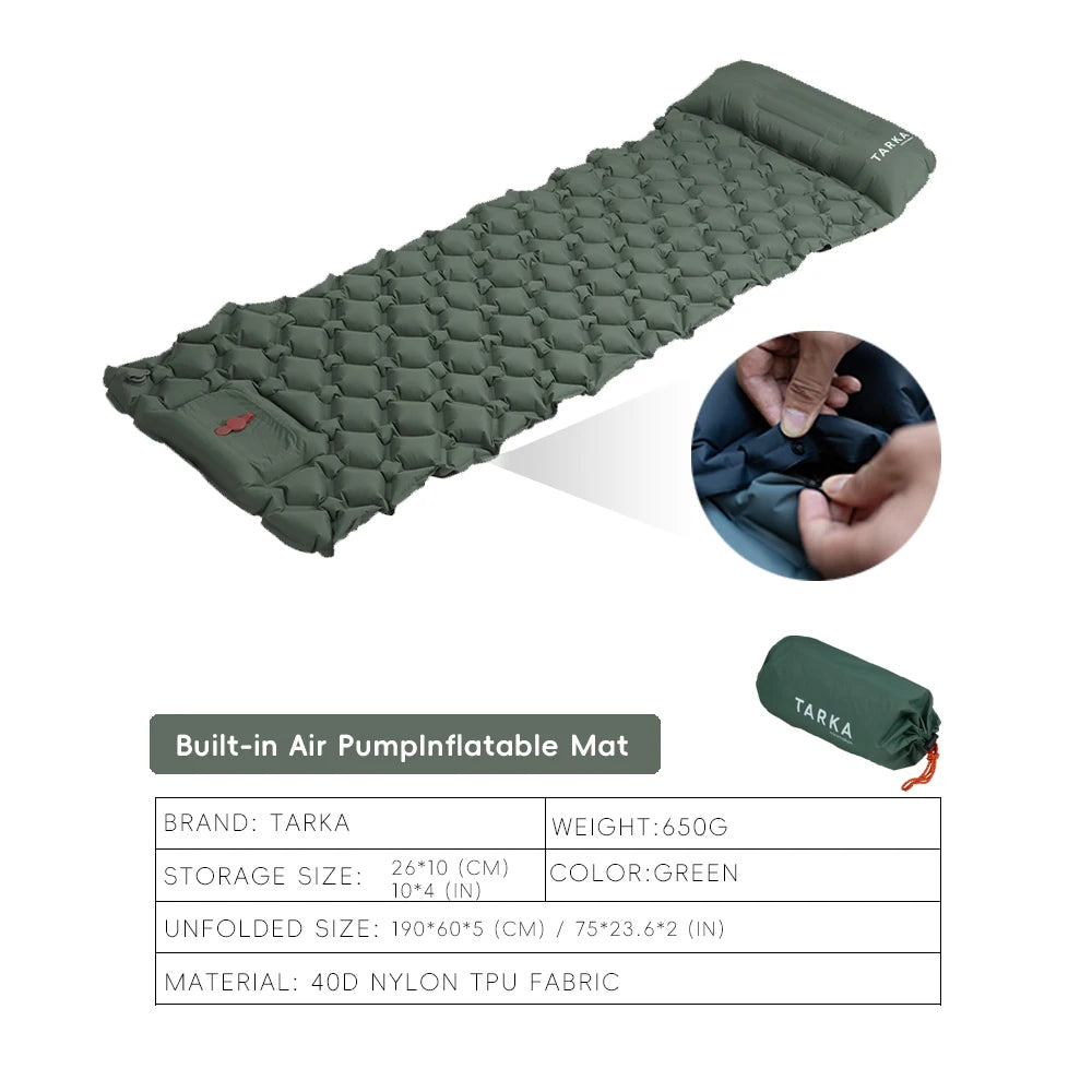 TARKA Inflatable Camping Mat With Pillow For Hiking And Climbing