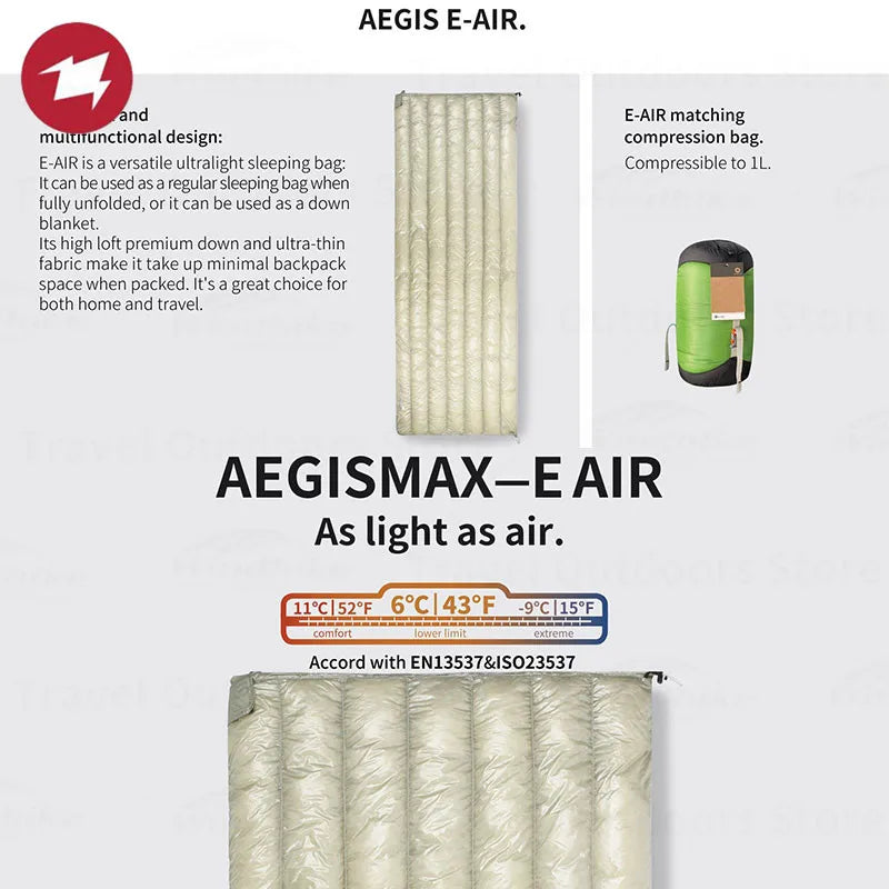 Air-E Camping Down Sleeping Bag Ultralight Waterproof Outdoor Envelope