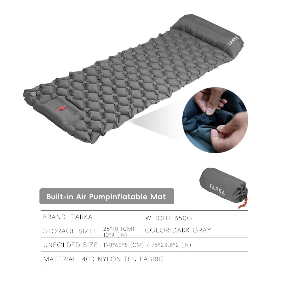 TARKA Inflatable Camping Mat With Pillow For Hiking And Climbing