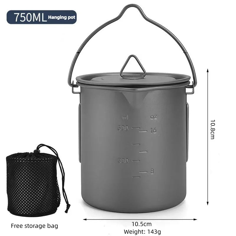 Titanium Camping Cookware Set With Folding Mug And Pot