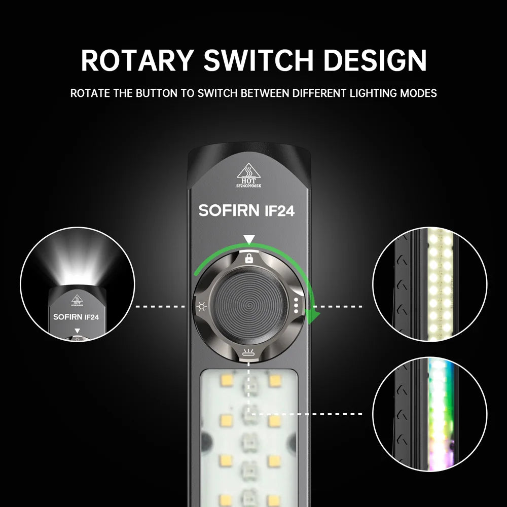 Sofirn IF24 RGB 2000Lm Rechargeable Flashlight With Magnetic Tailcap