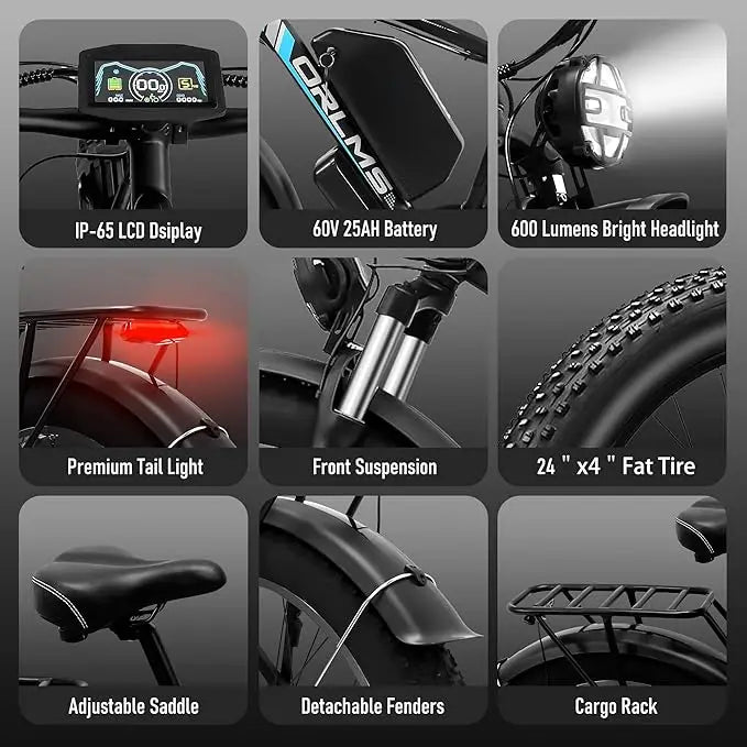 TS60 5000W Dual Motor E Bike With 60V 25Ah Battery