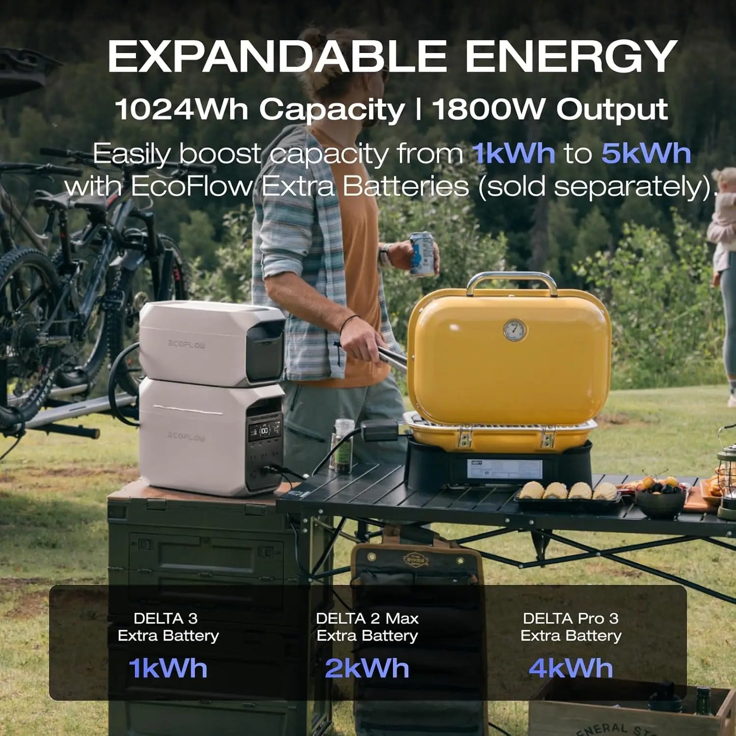 EcoFlow Delta 3 Plus Power Station 1024Wh LiFePO4 Battery 1800W AC Output