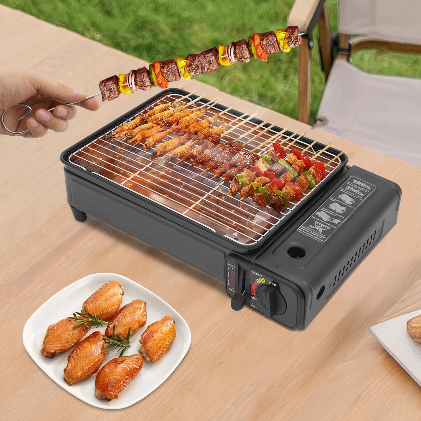 Portable Gas Barbecue Stove With Carrying Case For Camping