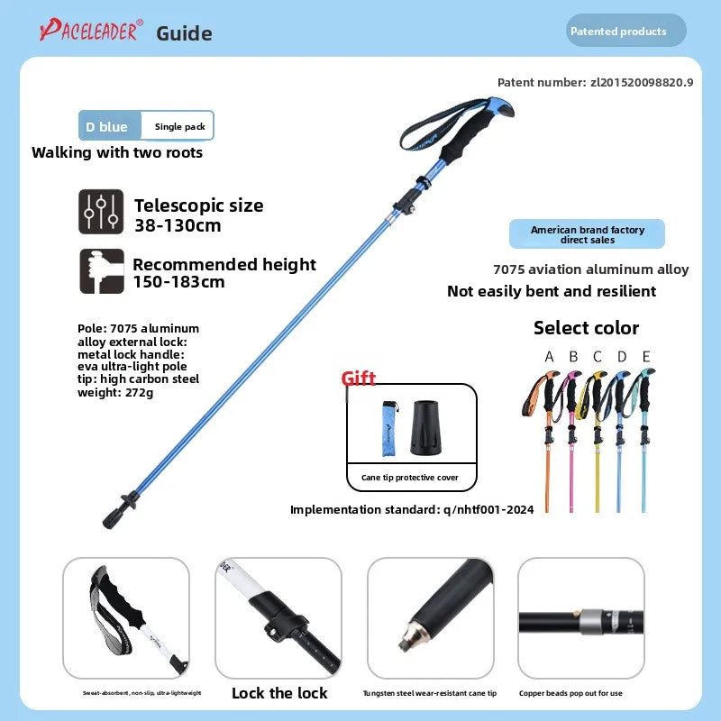 Hiking stick Cane Outdoor folding equipment  l climbing multi-functional crutches Carbon ultra-light telescopic crutches