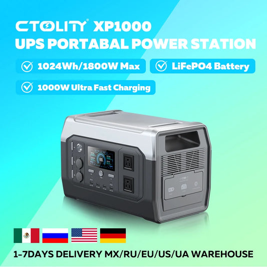 CTOLITY XP1000 1800W Portable Solar Generator With 1024Wh LiFePO4 Battery