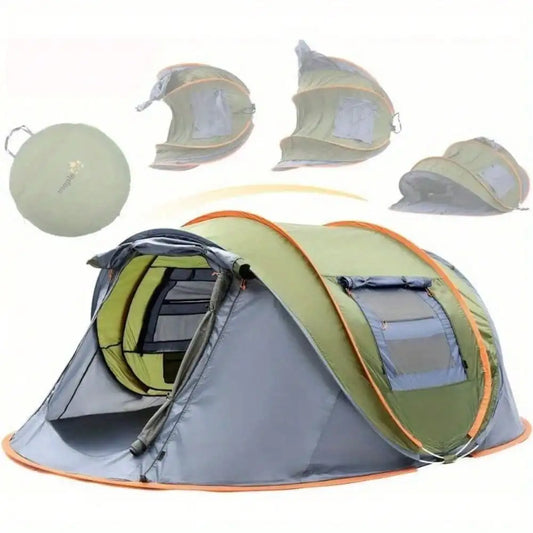 4-Person Easy Pop Up Camping Tent With Two Doors UPF50