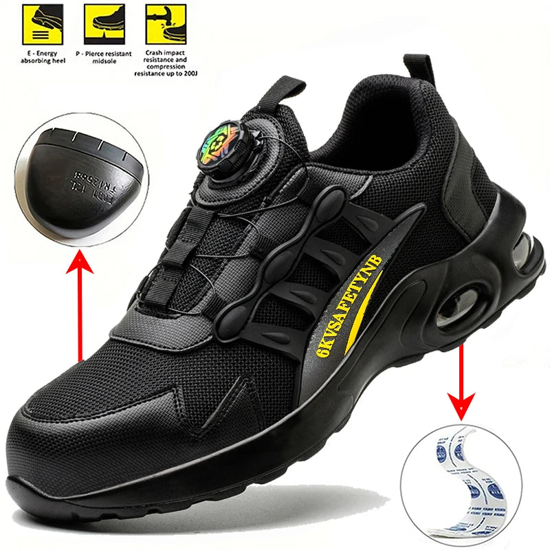 Men Steel Toe Safety Shoes Puncture Resistant Air Cushion Boots