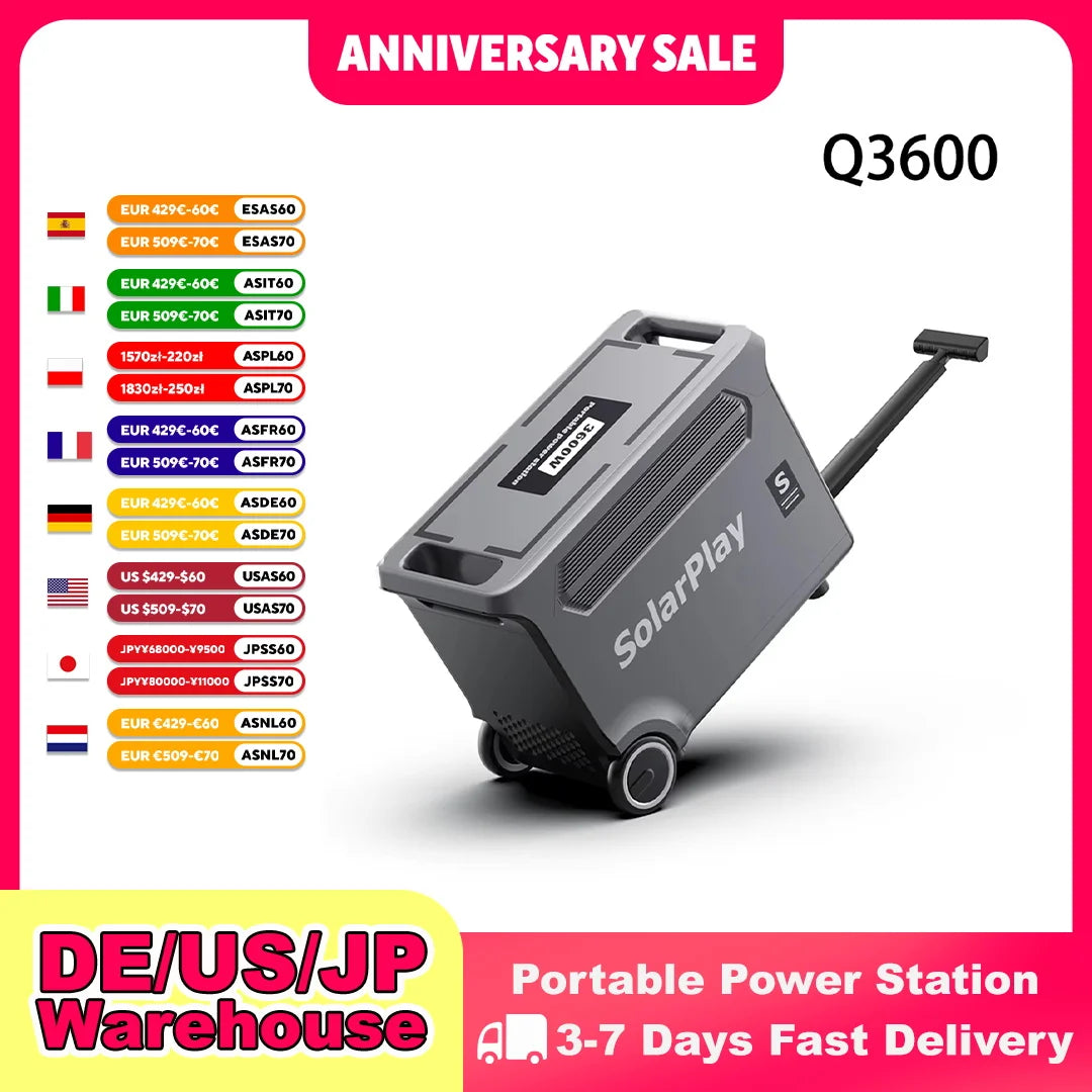 SOLARPLAY Q3600 Portable Power Station 3840Wh LiFePO4 Battery