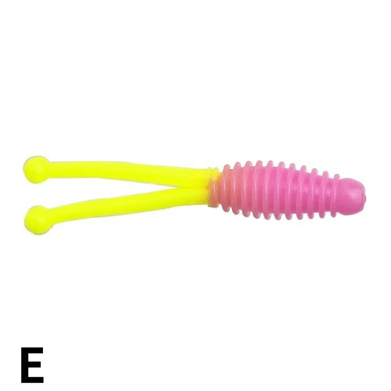 Fishing Soft Bait Worm Fork Tail Lures Set Bass Trout
