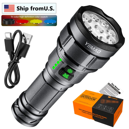 YEMAO 6000 Lumen USB C Rechargeable LED Flashlight