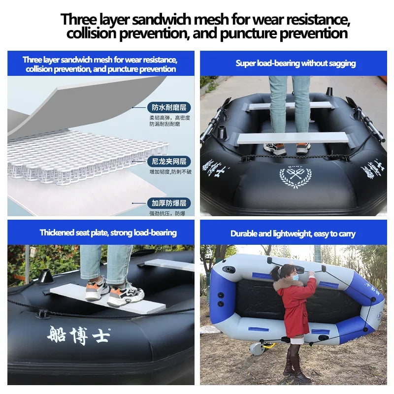 IHOMEINF Foldable Inflatable Boat Raft for Adults Dinghy TearResistant