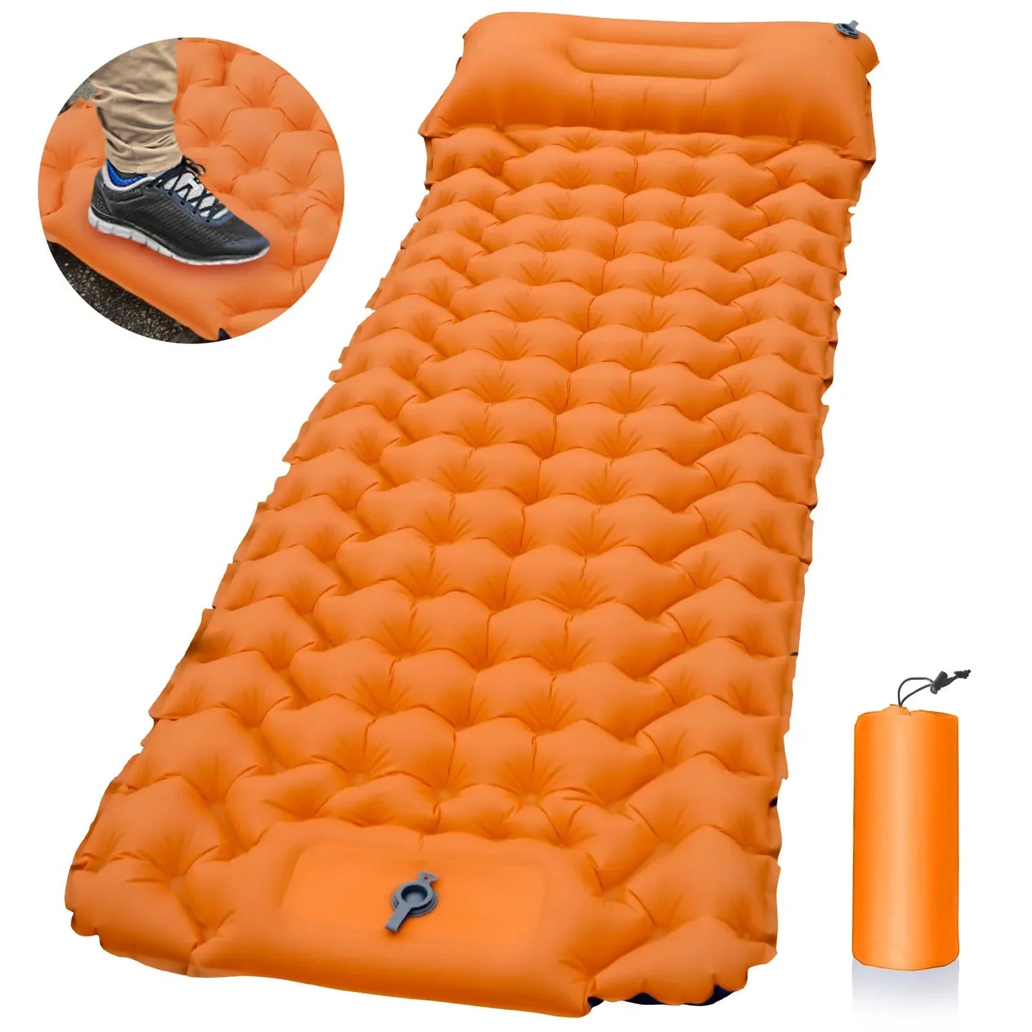 LAAOVE Outdoor Sleeping Pad Inflatable Mattress With Built-In Pump Pillows